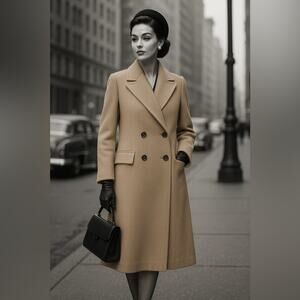 Vintage Neiman Marcus L Double breasted 100% cashmere camel color coat